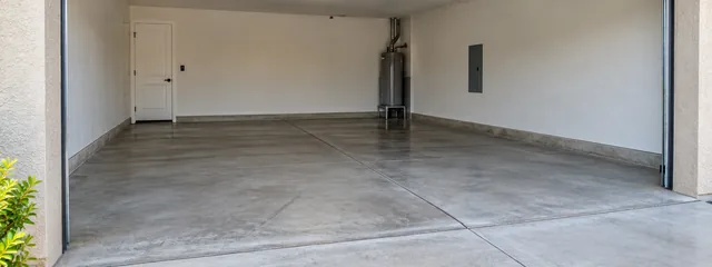 Matte gray concrete garage floor
